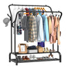 Heavy Duty Double Clothes Rail Rack Garment Hanging Display Stand Shoes Shelves