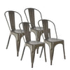Set of 4 Metal Dining Chairs Industrial Kitchen Chairs Stackable Seat Bronze