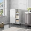 Bathroom Organizer White Wooden Iron Shelf Large Capacity w Dirty Clothes Basket