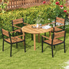 4-Person Large Round Dining Table Outdoor Acacia Wood Patio Bistro Table