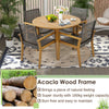 4Pcs Outdoor Dining Chair Patio Garden Chairs Acacia Wood PE Wicker Armchairs