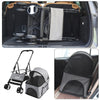 Luxury Folding 4 Wheel Pet Stroller Removable Carrier w/ Brake Adjustable Canopy