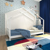 Kids Single House Bed Frame Child Toddler Pine Wood Bed Slatted Bedstead Bedroom