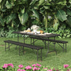 3pcs Rattan Effect Foldable Outdoor Bench And Table Set Outdoor Garden Furniture