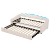 Daybed Velvet Sofabed Single Sofa Bed With Pull Out Trundle Guest Bed LED Lights