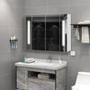 Bathroom Mirror Cabinet With LED Touch Switch Staorage Wall Mounted 2 Door