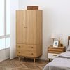 Modern Wardrobe with 2 Drawers, Hanging Rail, Clothes Organizer for Bedroom