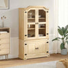 Glass Display Cabinet 103.5x42x180 Solid Wood Pine M2F0