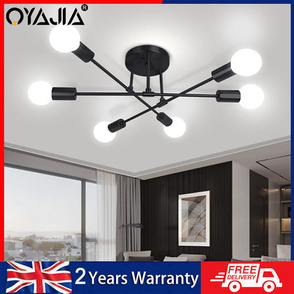 Modern Chandelier LED Lamp Black Frame Ceiling Light Living Room Pendant Lights