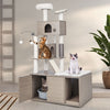 2-in-1 Modern Cat Tree Tower Cat Litter Box Enclosure W/ Scratching Board