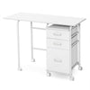 Folding Computer Desk Wheeled PC Laptop Table Writing Workstation-White