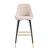 Pair of Bar Stools Kitchen Breakfast Velvet Padded Bar Chair with Metal Legs