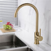 Brass Kitchen Dual Sink Mixer Taps Deck Mounted Swivel Spout Faucet Brushed Gold