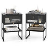 Set of 2 Nightstand 3-Tier Side Table Modern Beside End Table with Flip up Door