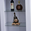 Tall Display Cabinet with High Gloss Grey Door and LED Light Wooden Bookshelf UK