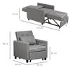 Convertible Single Chair Bed with Upholstered Fabric, Grey