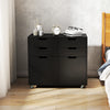 Mobile Storage Cabinet 4 Drawer Dresser Chest with Doors-Black