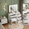 Vanity Dressing Table Set w/ LED Mirror High Gloss 4 Drawers Makeup Desk Bedroom