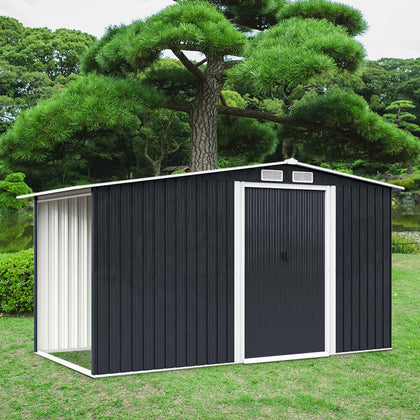 8 x 6ft Metal Garden Shed Log Firewood Stacking House Outdoor Storage Toolshed