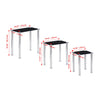 Nest of 3 Black Clear Tempered Glass Side End Lamp Sofa Tables Nested Tables