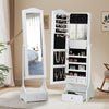 Tall Jewelry Cabinet Full Length Mirror Swivel Lockable Jewelry Organiser Drawer