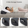 137CM Bed Wedge Pillow Trapezoidal Mattress Wedge Gap Filler w/2 Storage Pockets