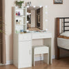 White Vanity Makeup Dressing Table Set w/Stool Drawer&Mirror Jewelry Wood Desk