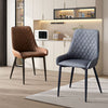 Set of 2 Dining Chairs Faux Leather PU Cushion Padded Seat Metal Legs Restaurant