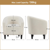 Armchair Boucle Tub Barrel Chair Sherpa Upholstered Accent Seat Living Room