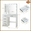 Dressing Table Mirror with 10 LED Lights Drawers Vanity Makeup Desk Stool Set