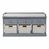 Hallway Bench Shoe Rack Entrance Storage Ottoman Cabinet Wicker Drawers Baskets