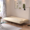 Creamy Faux Suede Fabric Upholstered Sofa Bed 3 Seater Recliner Sleeper Sofabed