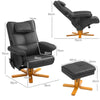 Massage Recliner Chair with Footstool PU Armchair with Adjustable Backrest Black