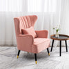 Velvet Armchair Scallop Winged Back Occasional Accent Chair Soft Seat Wood Legs