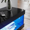 High Gloss 180cm Black LED TV Stand Cabinet Unit Stroage Glass Shelves Sideboard
