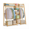 Neo Natural Bamboo Freestanding Open Clothes Rack Rail Storage Shelf Coat Stand