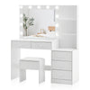 White Dressing VanityTable LED Mirror Makeup Desk with 5 Drawers 2Shelves