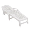 Sun Lounger Outdoor Garden White Plastic Reclining Relaxer Bed Portable Recliner