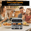Dual Air Fryer Large Digital 9 L with Timer 8 Preset Functions Kitchen Cooking