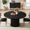 120cm Round Dining Table for 4-6, Modern Kitchen Table with Fluted Round Base