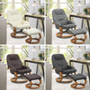 Faux Leather Swivel Recliner Chair Wooden Base w/Foot Stool Armchair Home Office