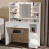 Dressing Table w/ LED Lights Mirror,Makeup Vanity Table w/ Shelves & Drawer HOT