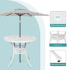 Outdoor Round Dining Table Cast Aluminium Hollow-out Top with Parasol Hole 90cm