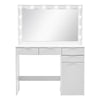 White Dressing Table With LED Light Makeup Desk MDF Bedroom Padded Stool Morden