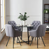 Glass Tempered Round Side Table Top & Black Metal Legs Dining Living Room Office