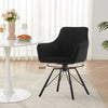 2x Black 360° Swivel Dining Chairs Velvet Padded Seat Dining Room Chair Modern