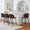2 Pcs Brown PU Bar Stools Restaurant Bar Stools Soft Padded Seat Back Metal Legs