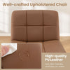 PU Leather Upholstered Armless Cross Legged Office Desk Chair No Wheels(Brown)