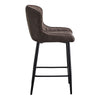 2 Pcs Bar Stools Brown Grey Metal Legs Faux Leather Dining Room Breakfast Stool