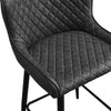 2 Pcs Faux Leather Bar Stools Diamond Seat Dining Room Chairs Metal Legs